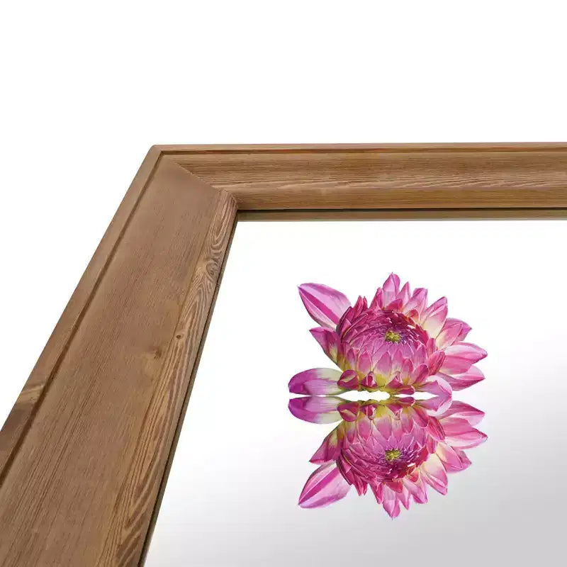Miroir mural encadré en bois marron naturel, 24x36, unique