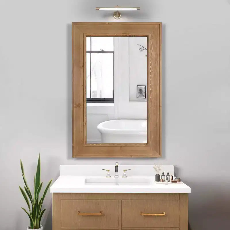 Miroir mural encadré en bois marron naturel, 24x36, unique