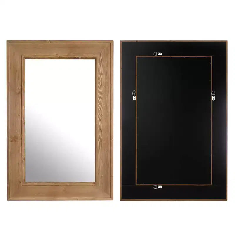 Miroir mural encadré en bois marron naturel, 24x36, unique