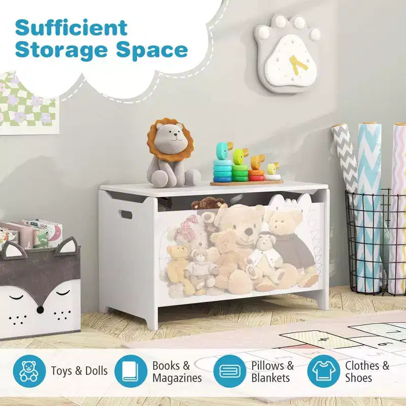 Coffre à jouets enfant vert/blanc à couvercle rabattable – 1 enfant