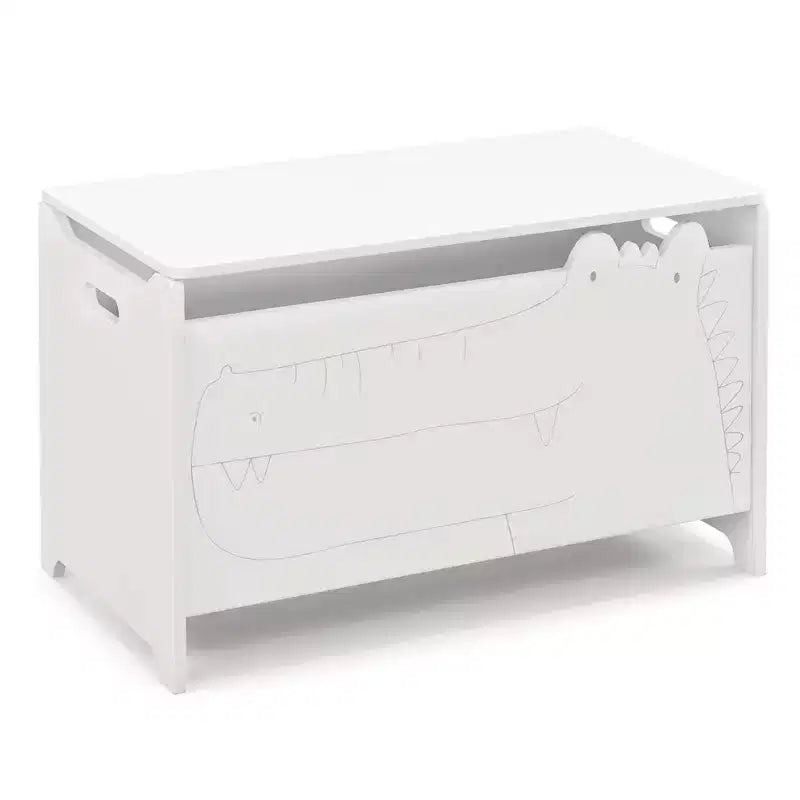 Coffre à jouets enfant vert/blanc à couvercle rabattable – 1 enfant