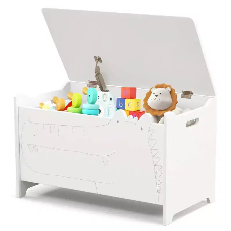 Coffre à jouets enfant vert/blanc à couvercle rabattable – 1 enfant