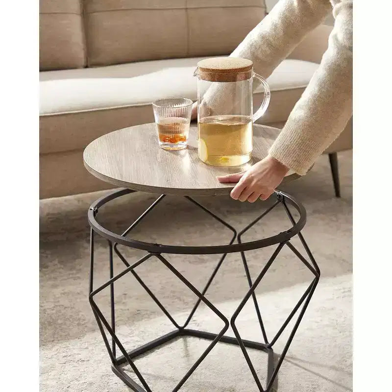 Petite table basse ronde, lot de 2 tables d'appoint pour salon, chambre, bureau