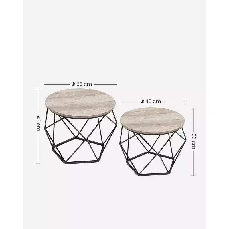 Petite table basse ronde, lot de 2 tables d'appoint pour salon, chambre, bureau