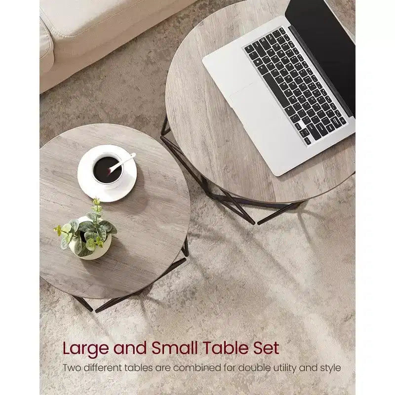 Petite table basse ronde, lot de 2 tables d'appoint pour salon, chambre, bureau