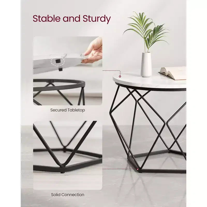 Petite table basse ronde, lot de 2 tables d'appoint pour salon, chambre, bureau
