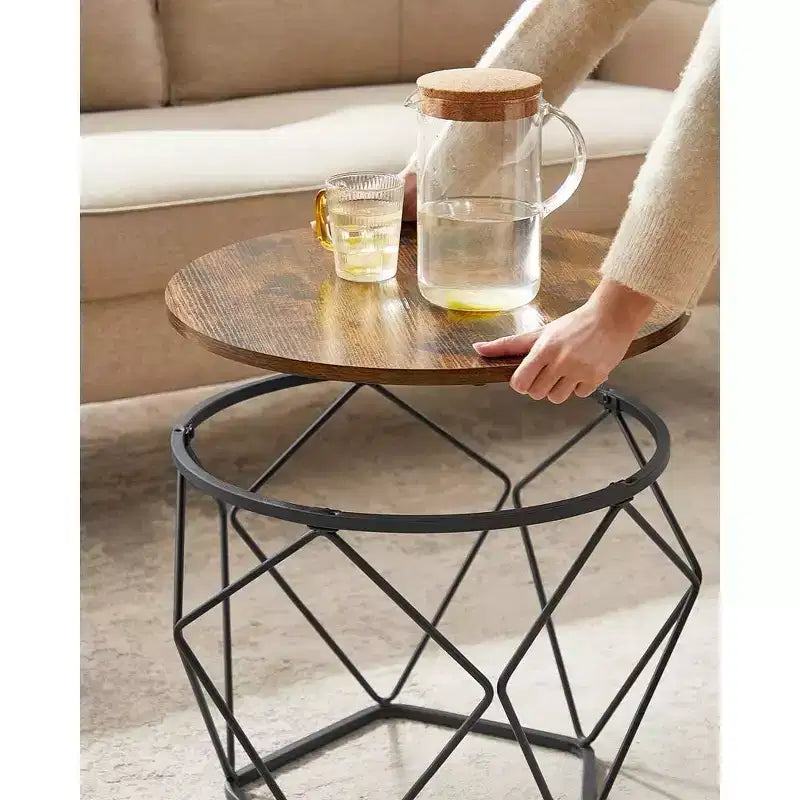 Petite table basse ronde, lot de 2 tables d'appoint pour salon, chambre, bureau