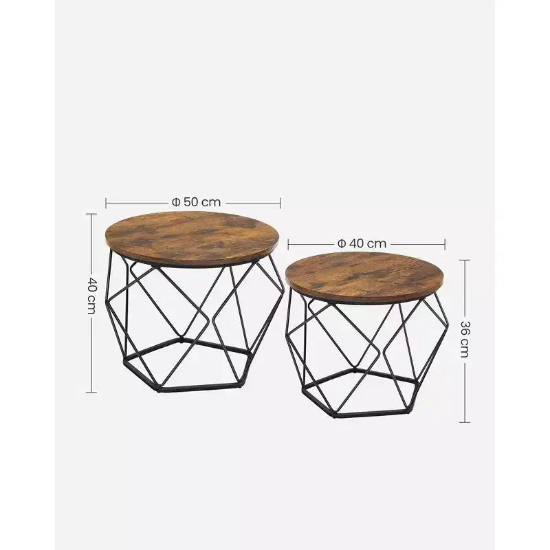 Petite table basse ronde, lot de 2 tables d'appoint pour salon, chambre, bureau
