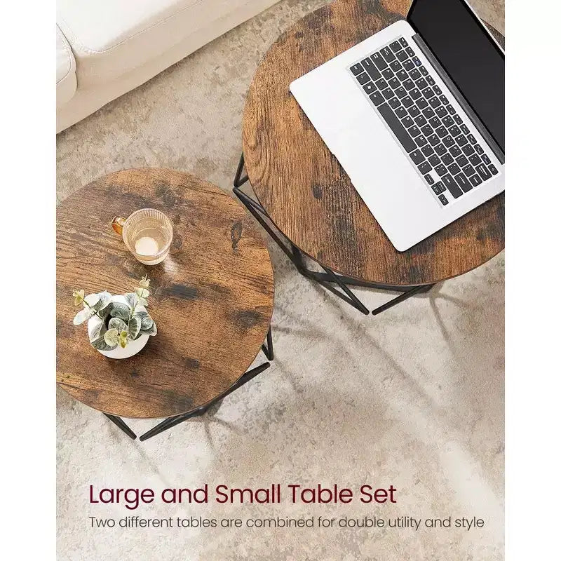 Petite table basse ronde, lot de 2 tables d'appoint pour salon, chambre, bureau