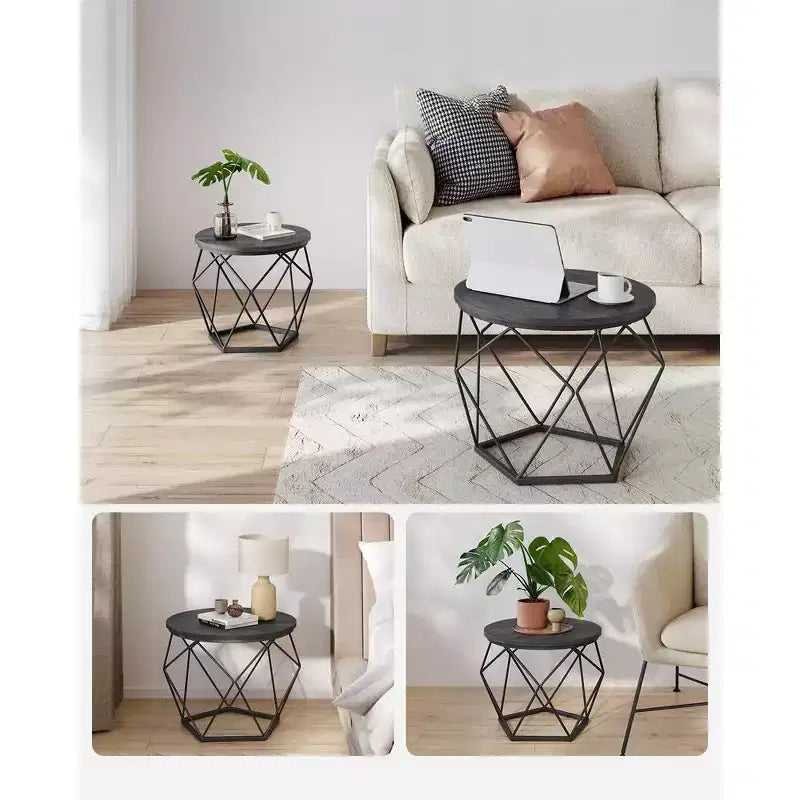 Petite table basse ronde, lot de 2 tables d'appoint pour salon, chambre, bureau