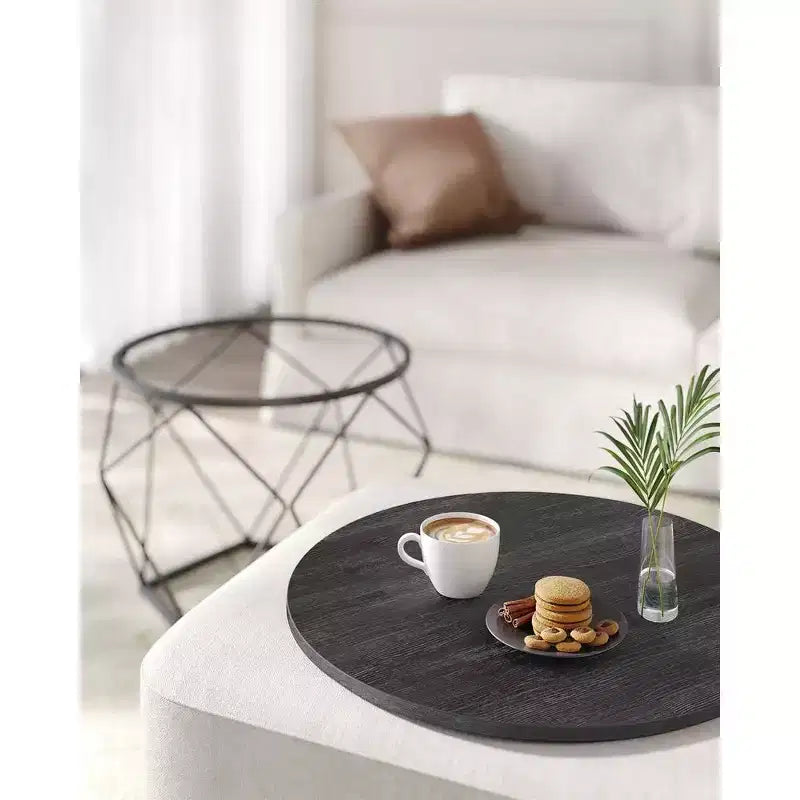 Petite table basse ronde, lot de 2 tables d'appoint pour salon, chambre, bureau