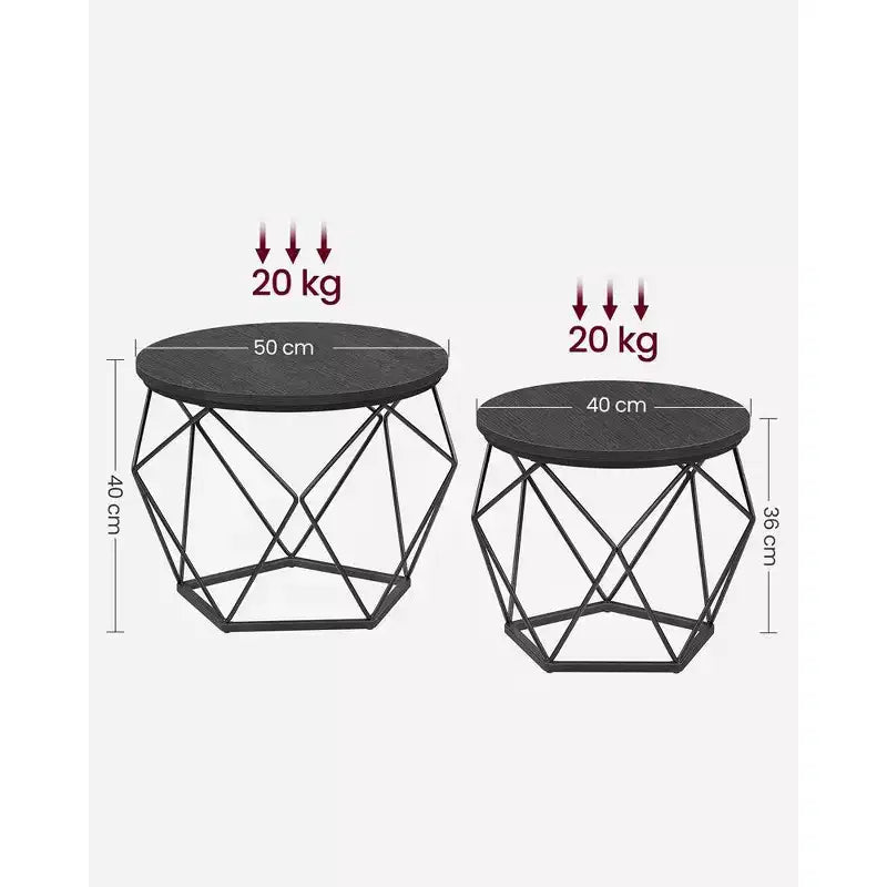 Petite table basse ronde, lot de 2 tables d'appoint pour salon, chambre, bureau
