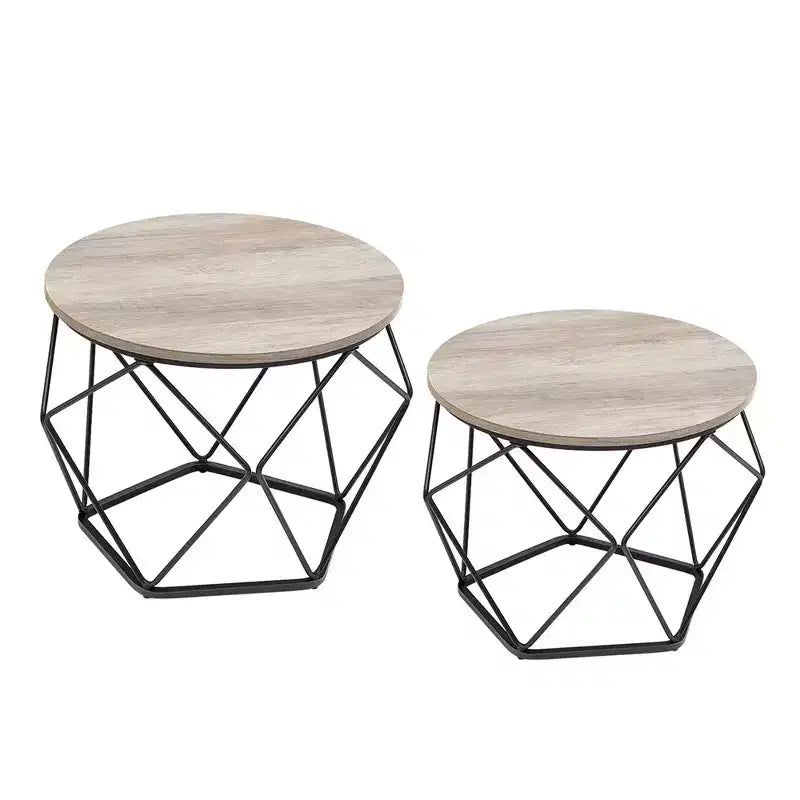 Petite table basse ronde, lot de 2 tables d'appoint pour salon, chambre, bureau
