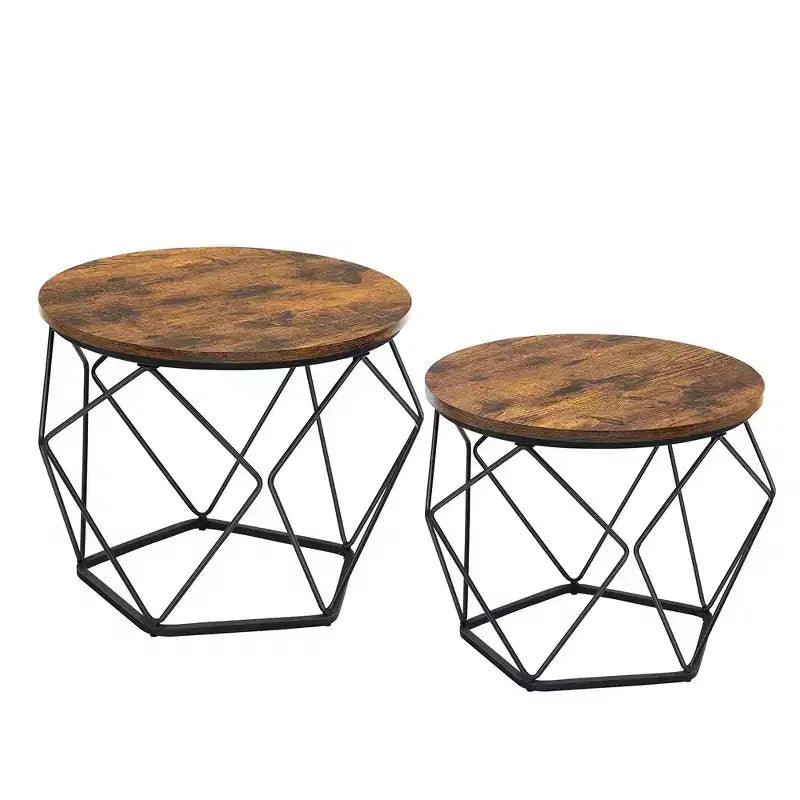 Petite table basse ronde, lot de 2 tables d'appoint pour salon, chambre, bureau