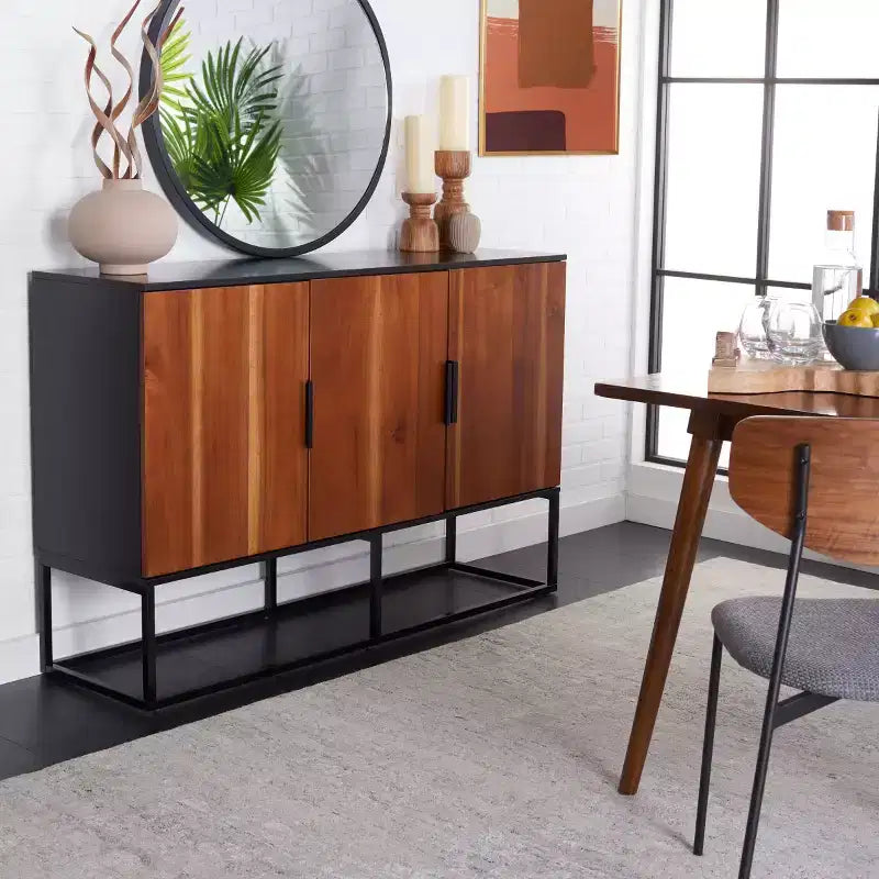 Buffet 3 portes 2 étagères Vance - MED5007 - Noir/Marron - Safavieh