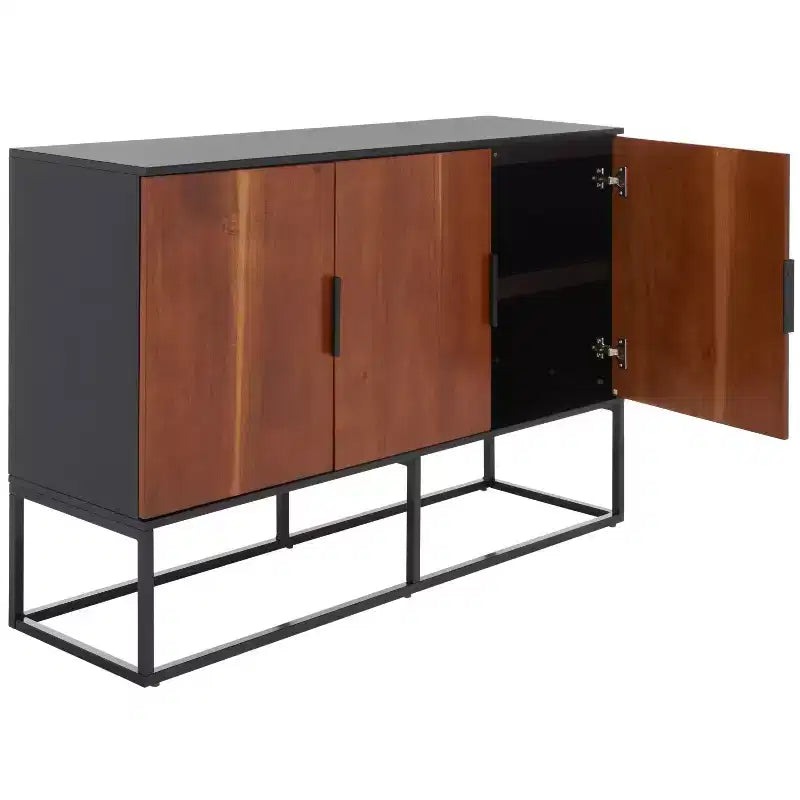 Buffet 3 portes 2 étagères Vance - MED5007 - Noir/Marron - Safavieh