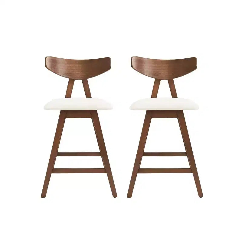 Tabourets de comptoir GDFStudio Sunapee en bois et tissu d'inspiration moderne du milieu du siècle, 63,5 cm (Lot de 2)