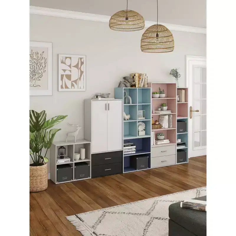 Étagère empilable 3 cubes, multicolore, étagère ouverte, unité individuelle