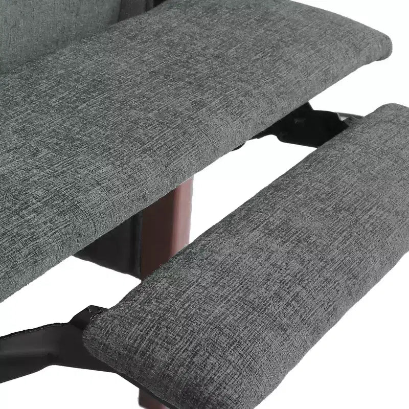 Fauteuil inclinable gris une place avec surpiqûres sur le dossier et les accoudoirs
