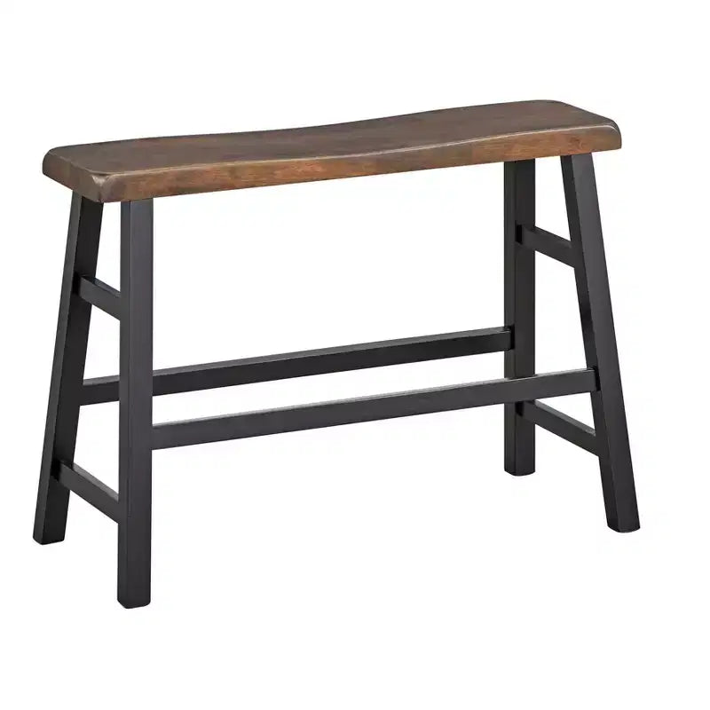 Ensemble de salle à manger 4 pièces en bois massif hauteur comptoir, 4 places, blanc/naturel et noir/noyer