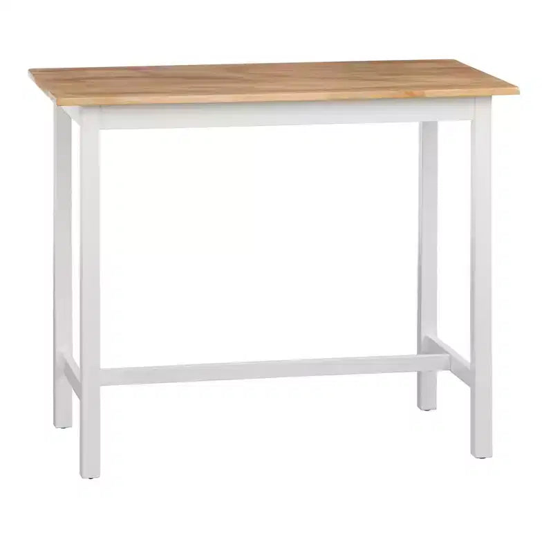 Ensemble de salle à manger 4 pièces en bois massif hauteur comptoir, 4 places, blanc/naturel et noir/noyer